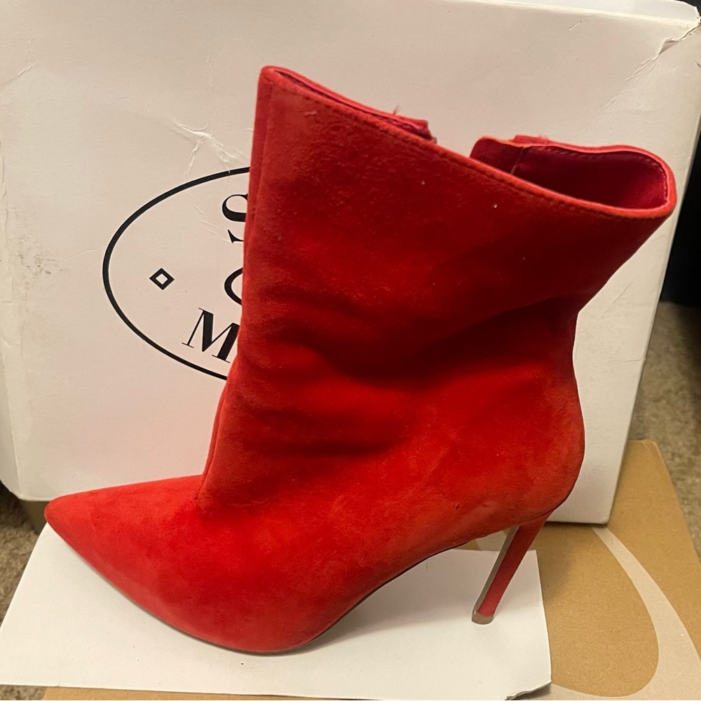 Red suede Steve madden booties